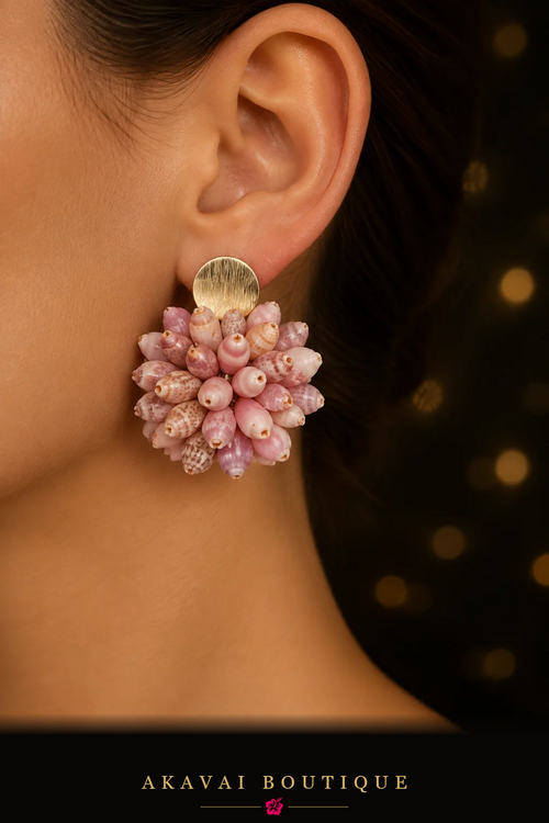 Boucle FETIA rose portée – Akavai Boutique