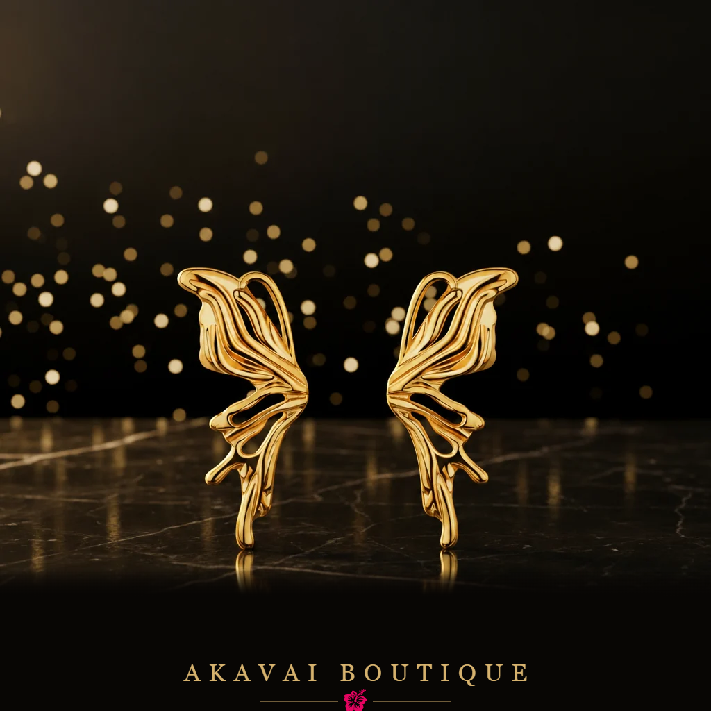 Boucles d'oreilles ailes de papillon dorées seules – Akavai Boutique