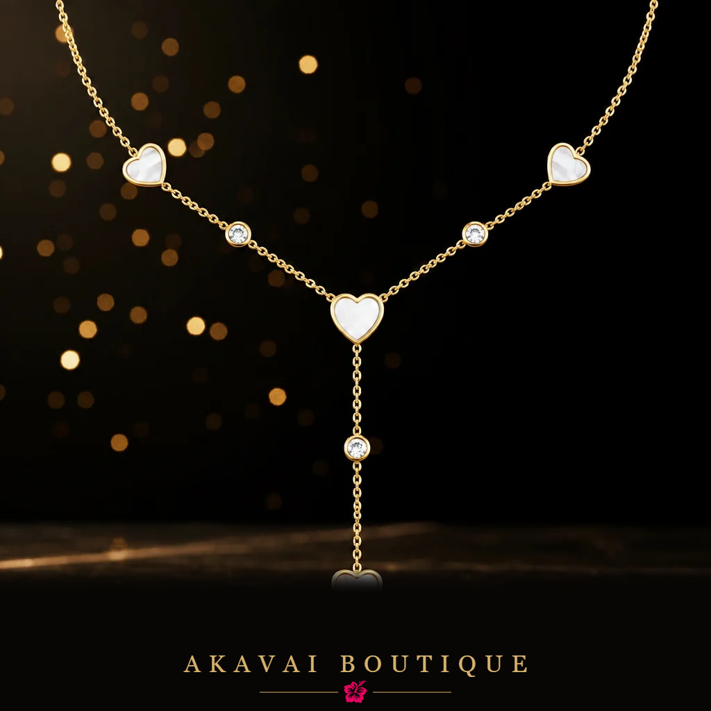 Collier acier doré cœurs seul – Akavai Boutique
