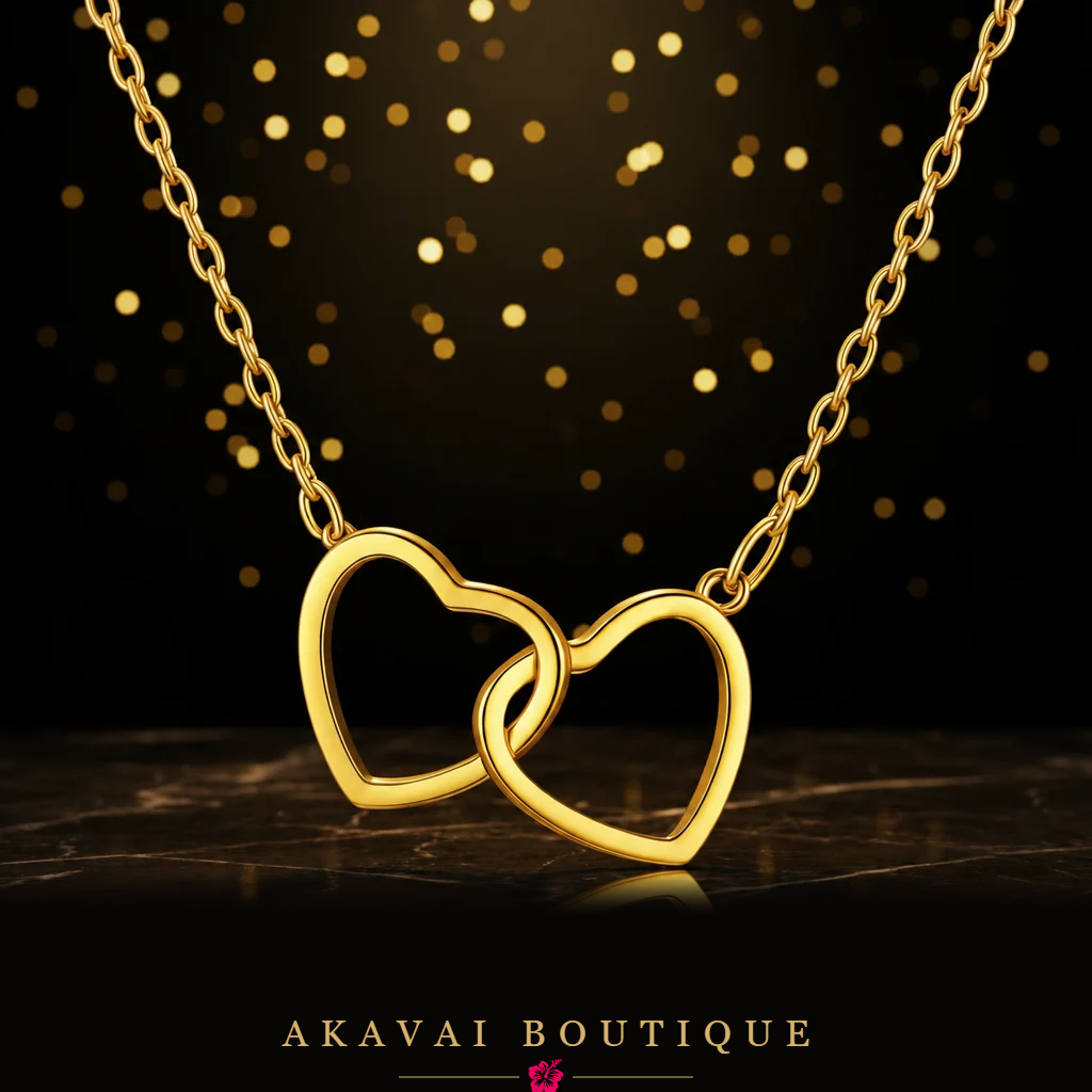 Collier cœurs enlacés dorés seul – Akavai Boutique