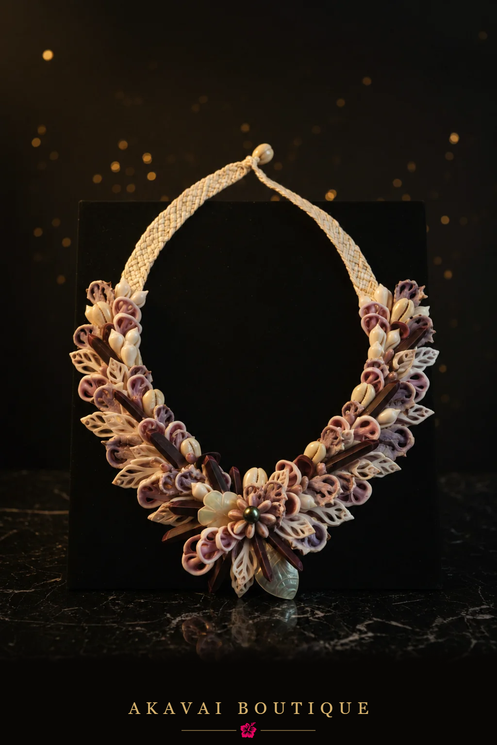 Collier OTAHA en coquillages violets de Polynésie seul – Akavai Boutique