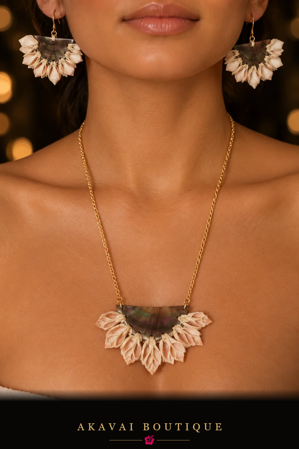 Parure TEMANA en nacre et coquillages – Akavai Boutique