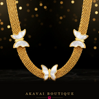 Ras-de-cou maille or papillons nacrés seul – Akavai Boutique